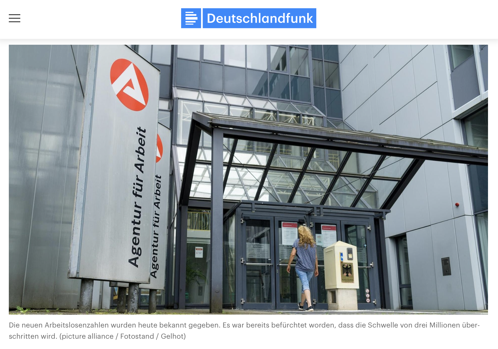 Bundesagentur für Arbeit - Zahl der Arbeitslosen auf über drei Millionen gestiegen